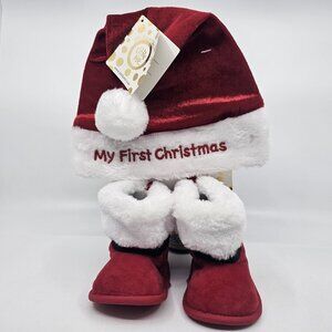 Little Me My First Christmas Baby Santa Hat & Santa Boots Gift Size 6-12 Months